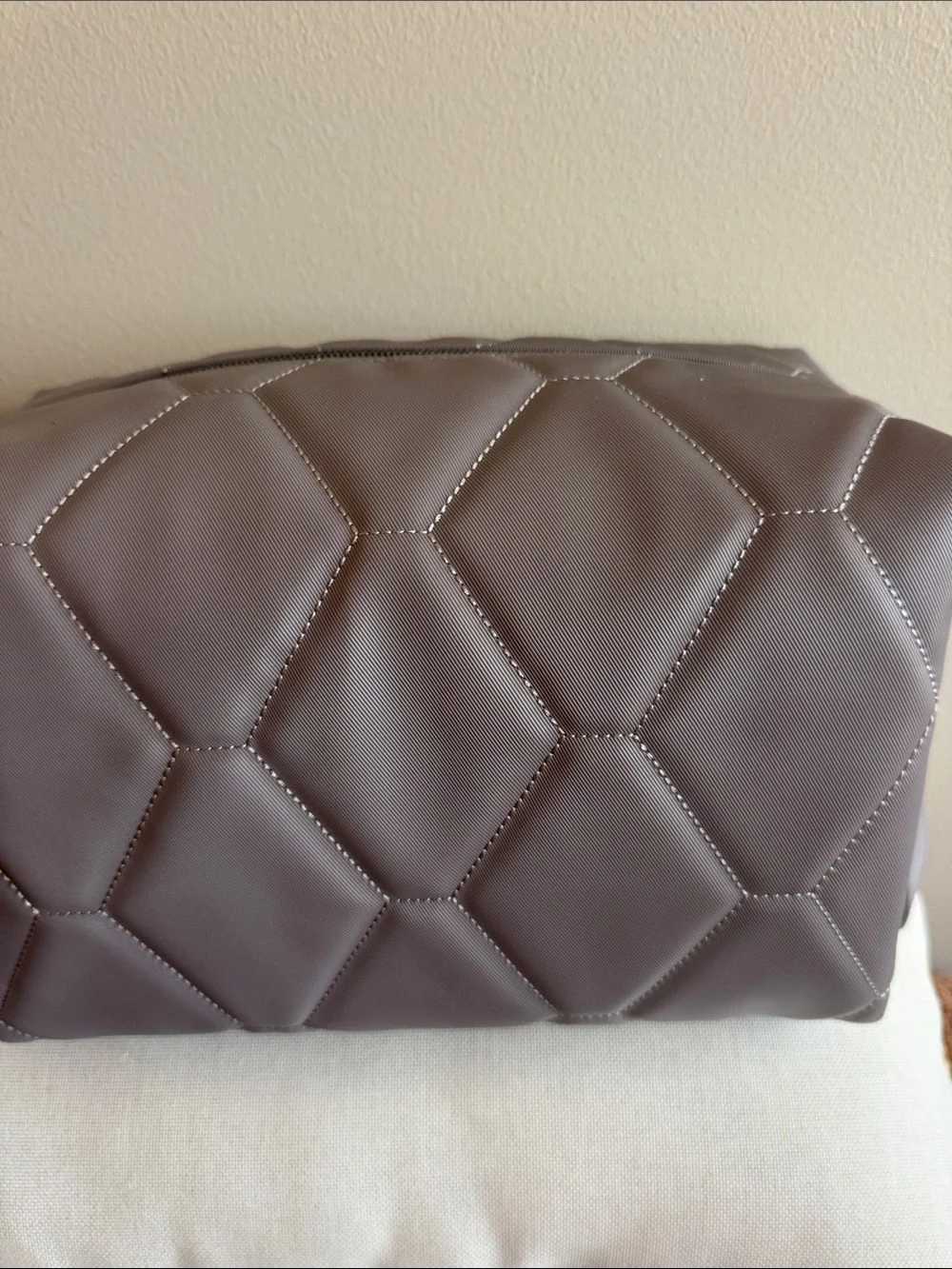 LUG Pearl Satin Luxe Bumper Quilted Cosmetic Pouch w/boho floral interior